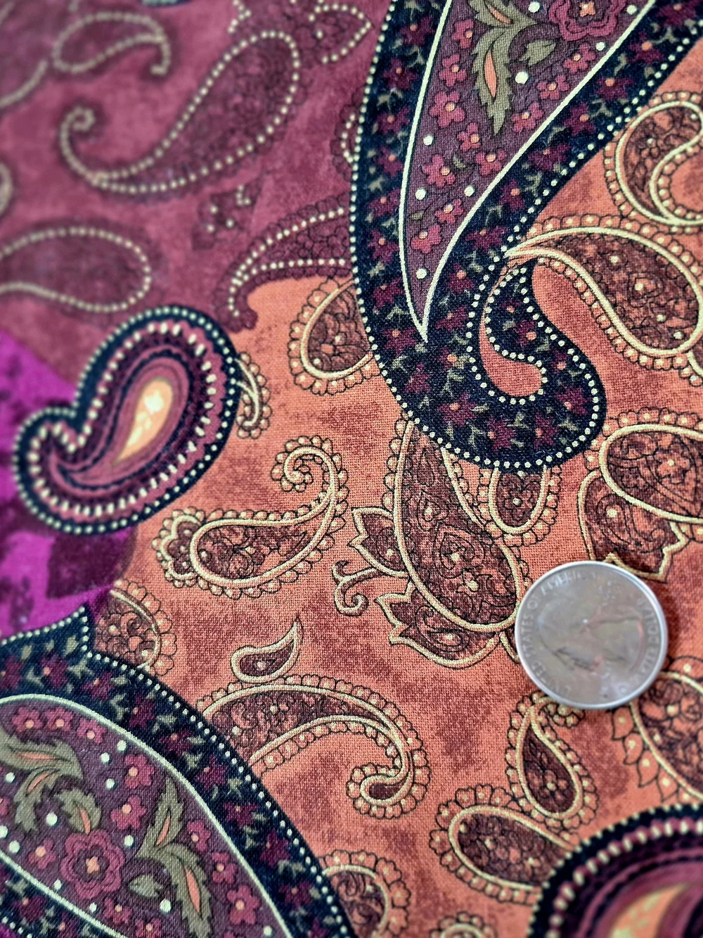 Paisley Brown Purple Cotton Fabric 1 1/6 Yards Timeless Treasures Quilting Sew